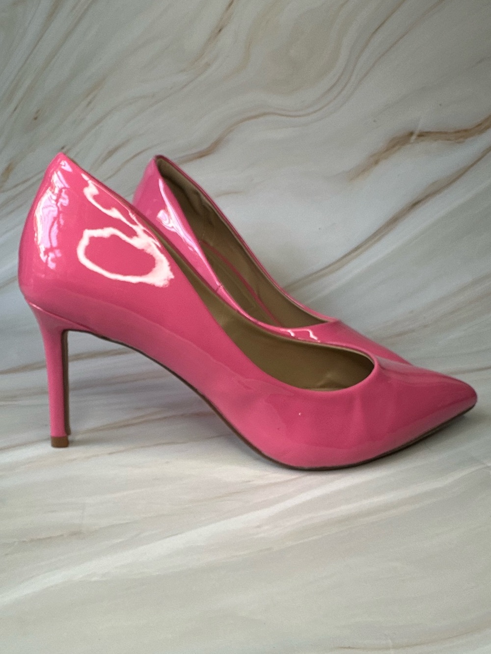 Barbie Hot Pink Patent Pointed Toe Stiletto Pumps Size 7.5 - Picture 6 of 9